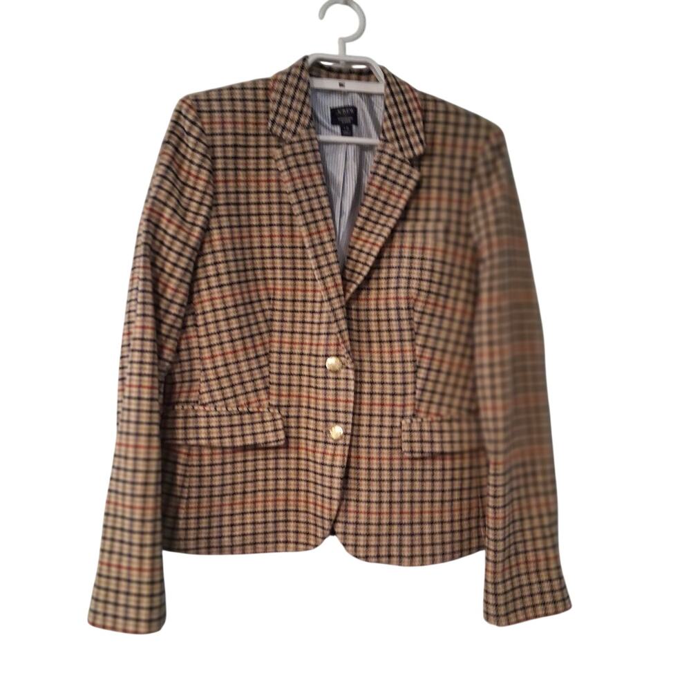 J Crew Factory Schoolboy Blazer womens 12 houndstooth plaid wool blend Fall '25
